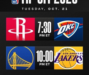 NBA官宣新赛季揭幕战：火箭VS雷霆 勇士VS湖人